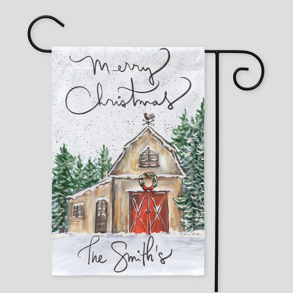 Customized Christmas Barn Flags - Personalize Your Family Name Christmas, barn flags,custom,garden flags holiday decor