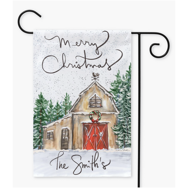 Customized Christmas Barn Flags - Personalize Your Family Name Christmas, barn flags,custom,garden flags holiday decor
