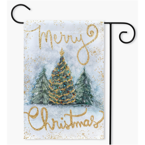 Merry Christmas Garden Flag by Rebeca Flott Arts