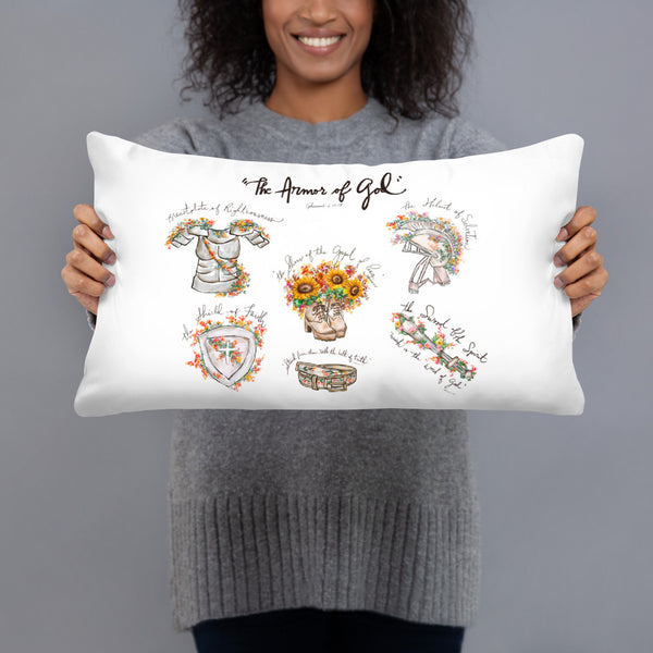 The Armor of God Pillow -wildflowers prepare to be cover, inspirational accessory,remember your promises