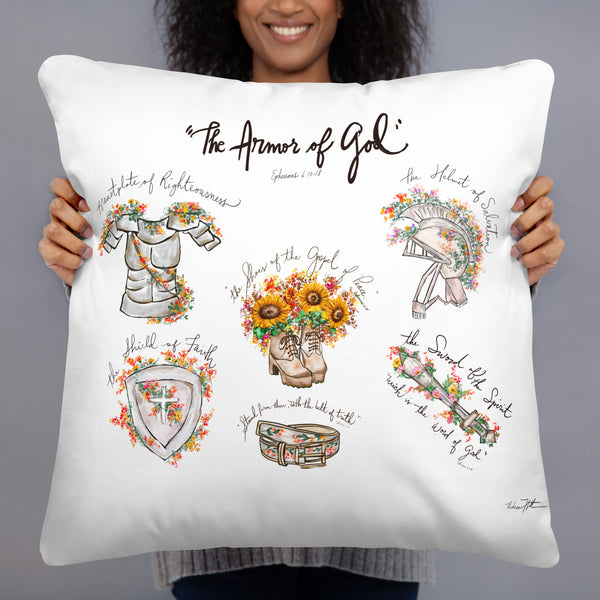 The Armor of God Pillow -wildflowers prepare to be cover, inspirational accessory,remember your promises