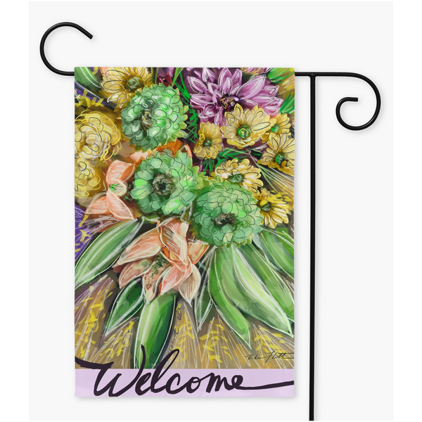 Welcome, Flowers Garden Flag, Yard Sign, Garden Decor
