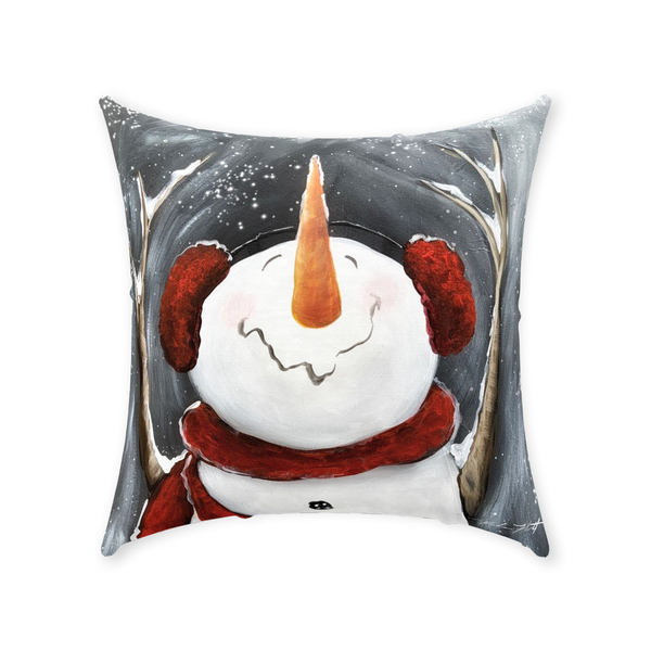 hey There Snowman Pillow by Rebeca Flott