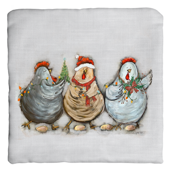 Rustic Christmas Chickens by Rebeca Flott Arts
