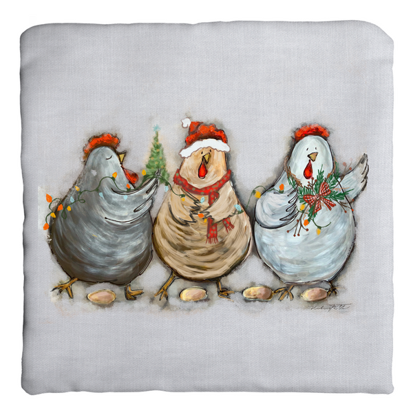 Rustic Christmas Chickens by Rebeca Flott Arts