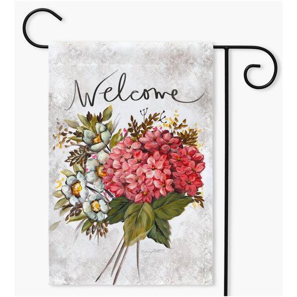 Garden Flags -Dear Flowers you are welcome by Rebeca Flott Arts