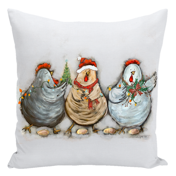 Rustic Christmas Chickens by Rebeca Flott Arts