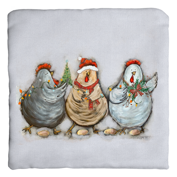 Rustic Christmas Chickens by Rebeca Flott Arts