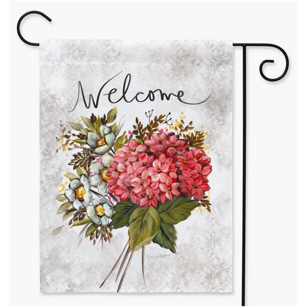 Garden Flags -Dear Flowers you are welcome by Rebeca Flott Arts