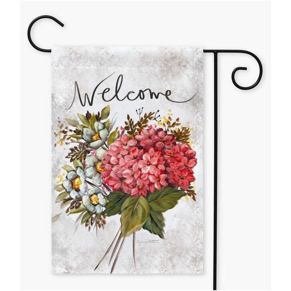 Garden Flags -Dear Flowers you are welcome by Rebeca Flott Arts