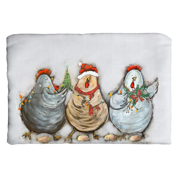 Rustic Christmas Chickens by Rebeca Flott Arts