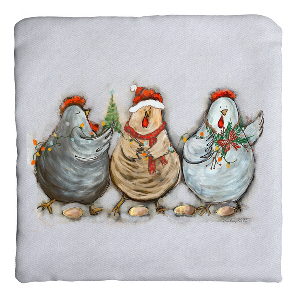 Rustic Christmas Chickens by Rebeca Flott Arts