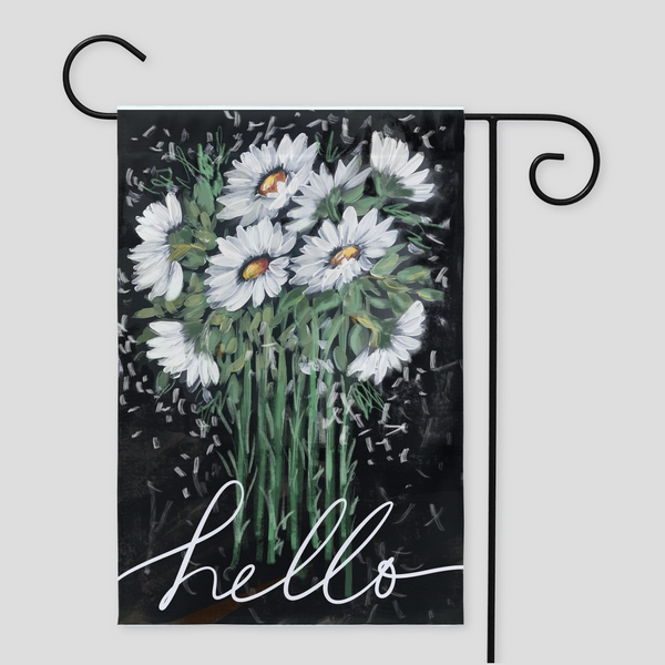 Daisies on black Bold Blooms: Black Garden Flag with Daisy ,Yard Flag,Black Yard Flag,Daisies Yard Flag