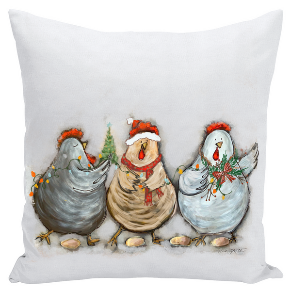 Rustic Christmas Chickens by Rebeca Flott Arts