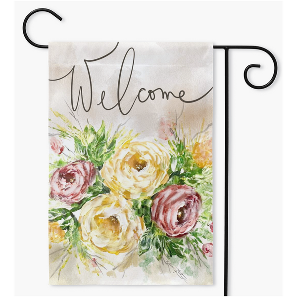 Diana's French Country Flower Yard Garden Flag Personalized Garden Flag-Welcome Flag-Welcome Friends-Fall Garden Flag-Initial Flag-Farmhouse Decor-Yard Decor-Outdoor Decor-Garden Flag