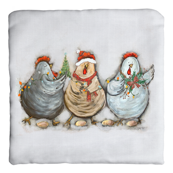 Rustic Christmas Chickens by Rebeca Flott Arts
