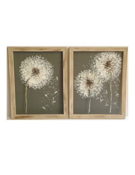 Rustic decor - Set of dandelion, farm house style wall art