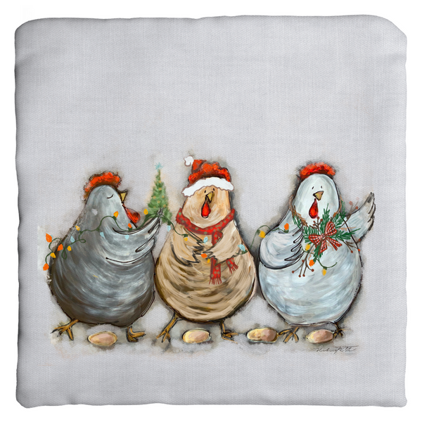 Rustic Christmas Chickens by Rebeca Flott Arts