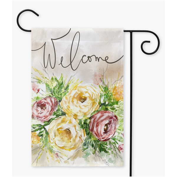 Diana's French Country Flower Yard Garden Flag Personalized Garden Flag-Welcome Flag-Welcome Friends-Fall Garden Flag-Initial Flag-Farmhouse Decor-Yard Decor-Outdoor Decor-Garden Flag