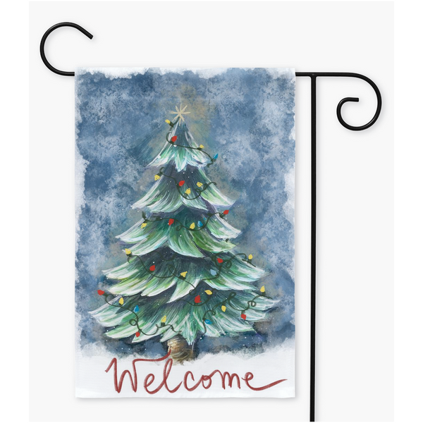 Oh Christmas tree Welcome Garden Flag by Rebeca flott Arts