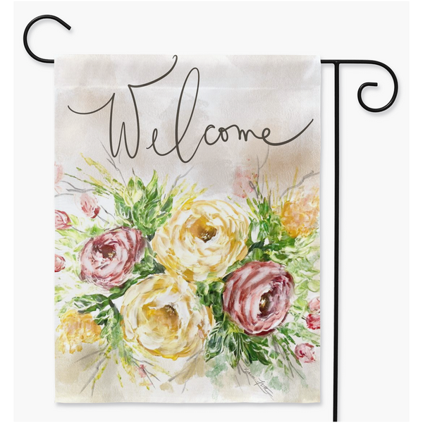 Diana's French Country Flower Yard Garden Flag Personalized Garden Flag-Welcome Flag-Welcome Friends-Fall Garden Flag-Initial Flag-Farmhouse Decor-Yard Decor-Outdoor Decor-Garden Flag