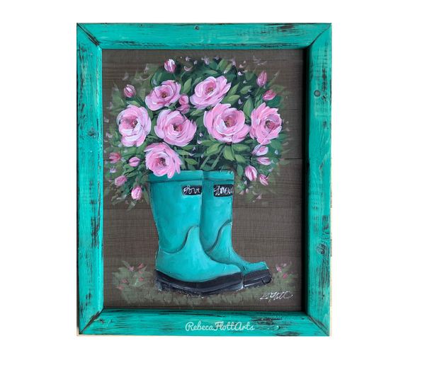 Bloom where you are planted,screen art, porch decor, original art