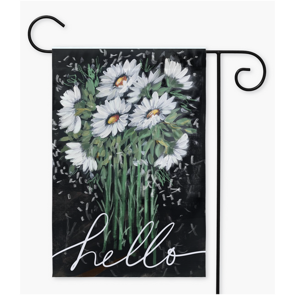 Daisies on black Bold Blooms: Black Garden Flag with Daisy ,Yard Flag,Black Yard Flag,Daisies Yard Flag