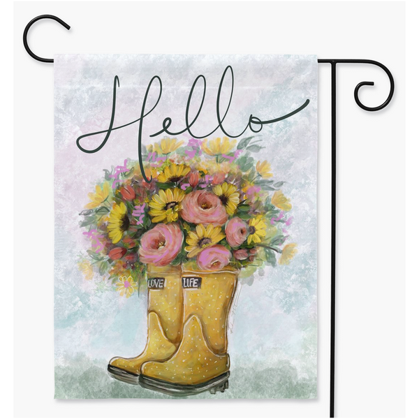 Hello! Yard Flag,Welcome the season of sunshine,Garden Flag