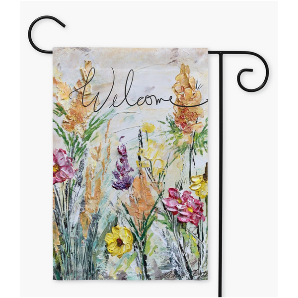 Yard flag  "Bring Nature to Your Garden with this 12X18 Wildflowers Garden Flag with Textured Finish - Durable and Weather-Resistant Decoration for Your Outdoor Space!"