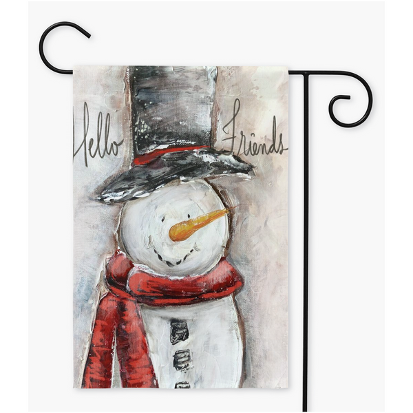 Hello Winter Friends Yard Flag by Rebeca Flott Arts