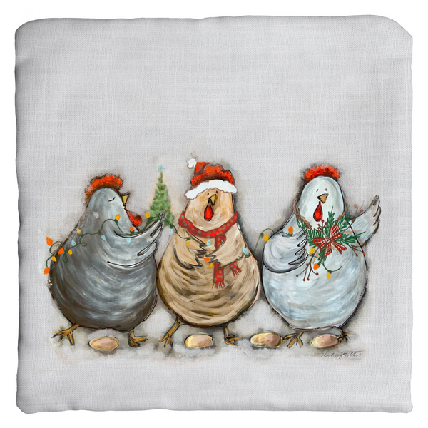 Rustic Christmas Chickens by Rebeca Flott Arts