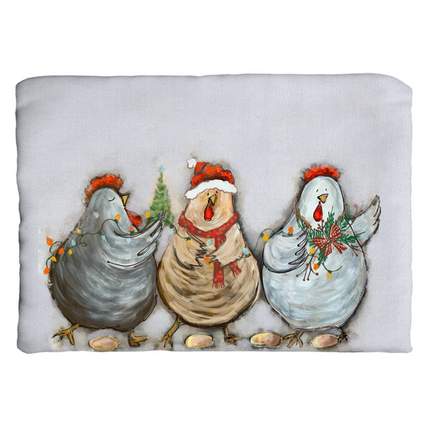 Rustic Christmas Chickens by Rebeca Flott Arts