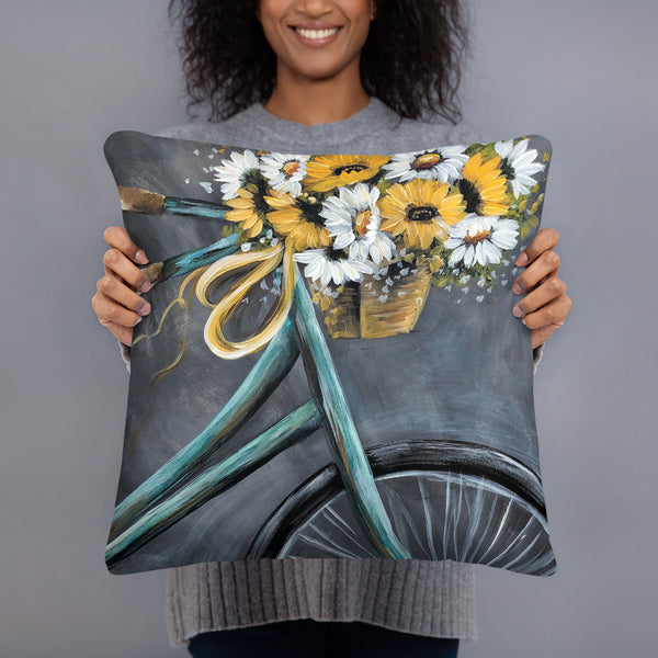 Vintage Bike pillow by Rebeca Flott Arts