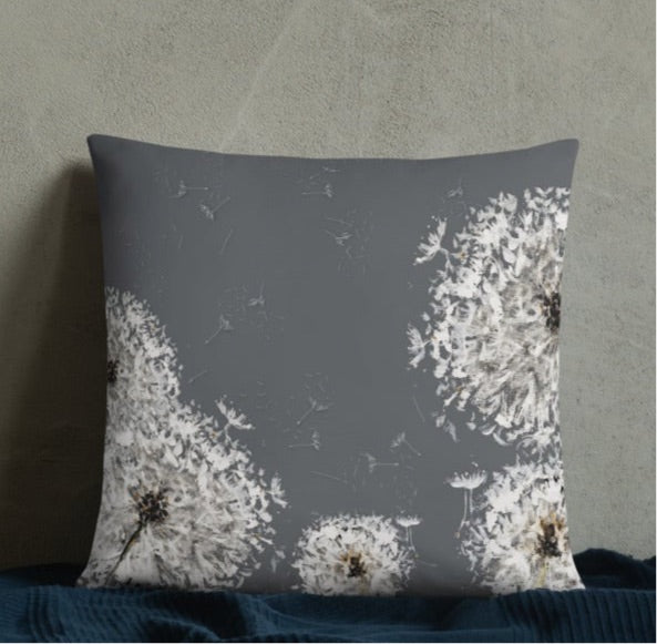 Dandelion pillow by Rebeca Flott Arts