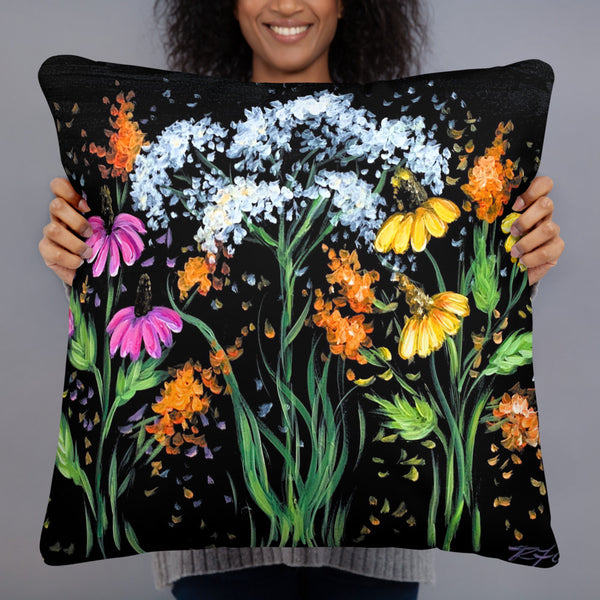 Wildflowers Pillow Rebeca Flott Arts