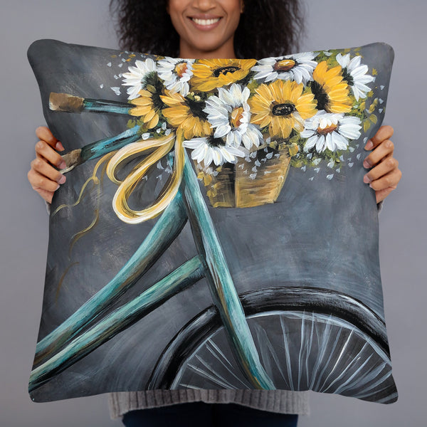 Vintage Bike pillow by Rebeca Flott Arts