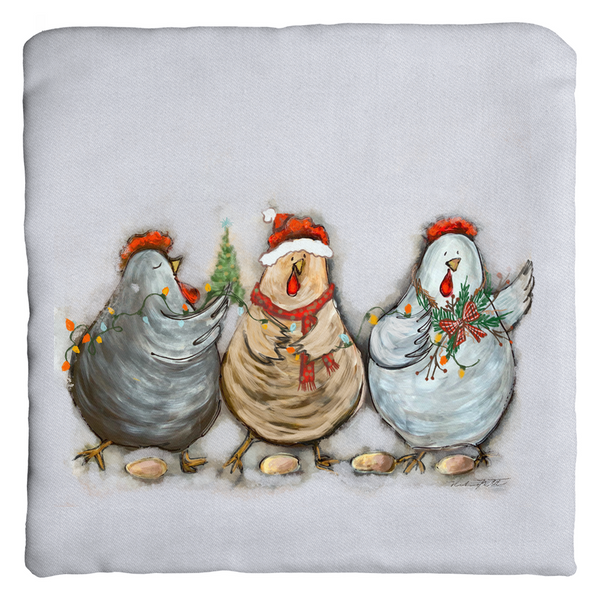 Rustic Christmas Chickens by Rebeca Flott Arts