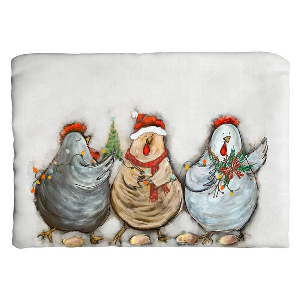 Rustic Christmas Chickens by Rebeca Flott Arts