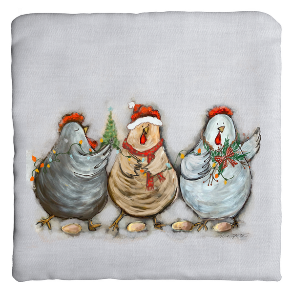 Rustic Christmas Chickens by Rebeca Flott Arts