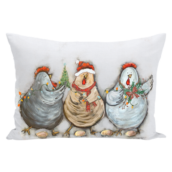 Rustic Christmas Chickens by Rebeca Flott Arts