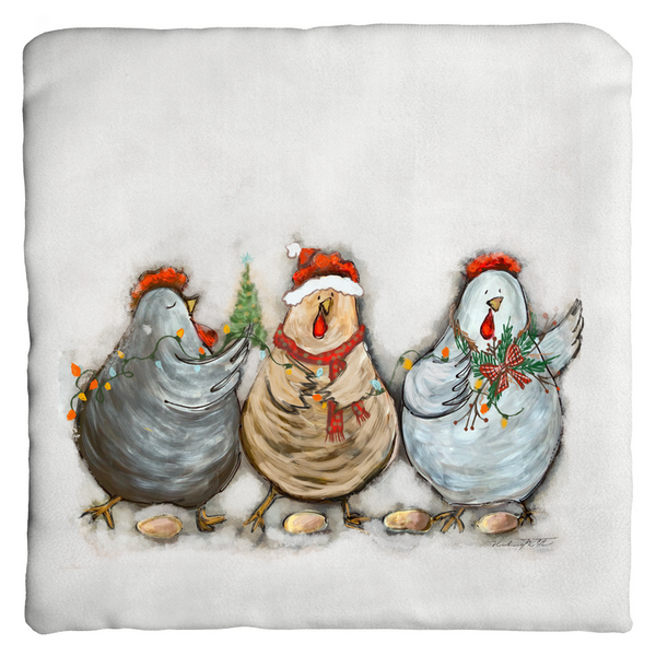 Rustic Christmas Chickens by Rebeca Flott Arts