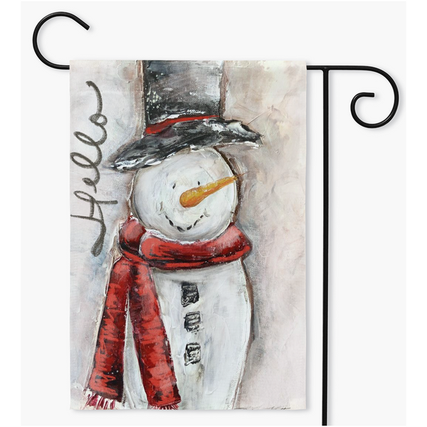 Hello Winter Friends Yard Flag by Rebeca Flott Arts