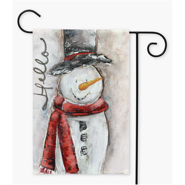 Hello Winter Friends Yard Flag by Rebeca Flott Arts