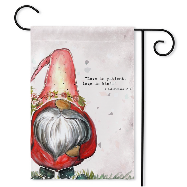 Love is Patient,Love is kind Love Lives Here,garden flag | Valentines Day, Gnome