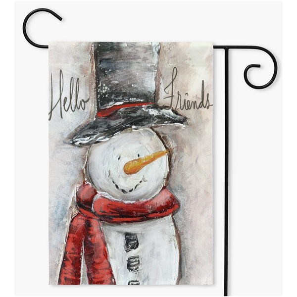 Hello Winter Friends Yard Flag by Rebeca Flott Arts