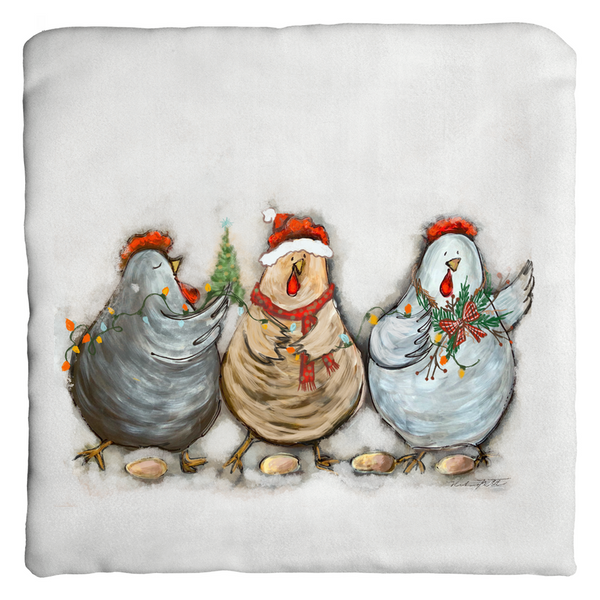 Rustic Christmas Chickens by Rebeca Flott Arts