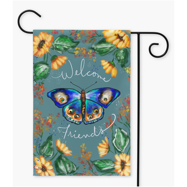 Welcome Friends,Bring Your Garden to Life with Eye-Catching Butterfly and Flower Flags,Yard Flags