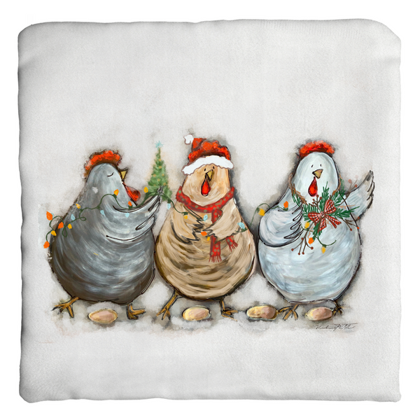 Rustic Christmas Chickens by Rebeca Flott Arts
