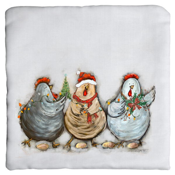 Rustic Christmas Chickens by Rebeca Flott Arts