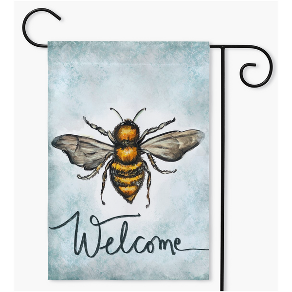 Garden Flag Welcome bees! by Rebeca Flott Arts